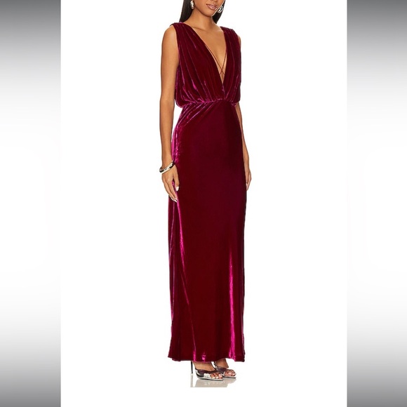 Mes Demoiselles magenta velvet dress. size 4. NWT. - Picture 3 of 11